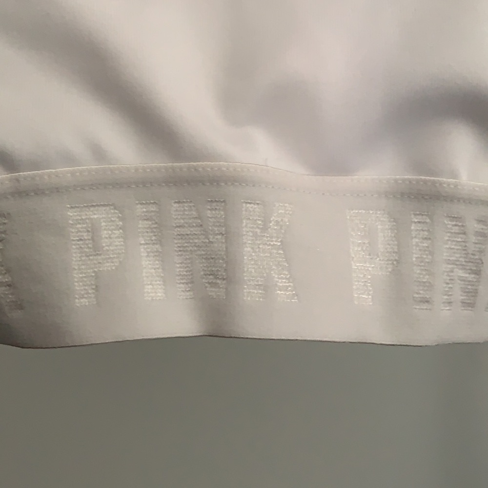 PINK sports bra. White w/logo band. Large. Cute! - Picture 2 of 7